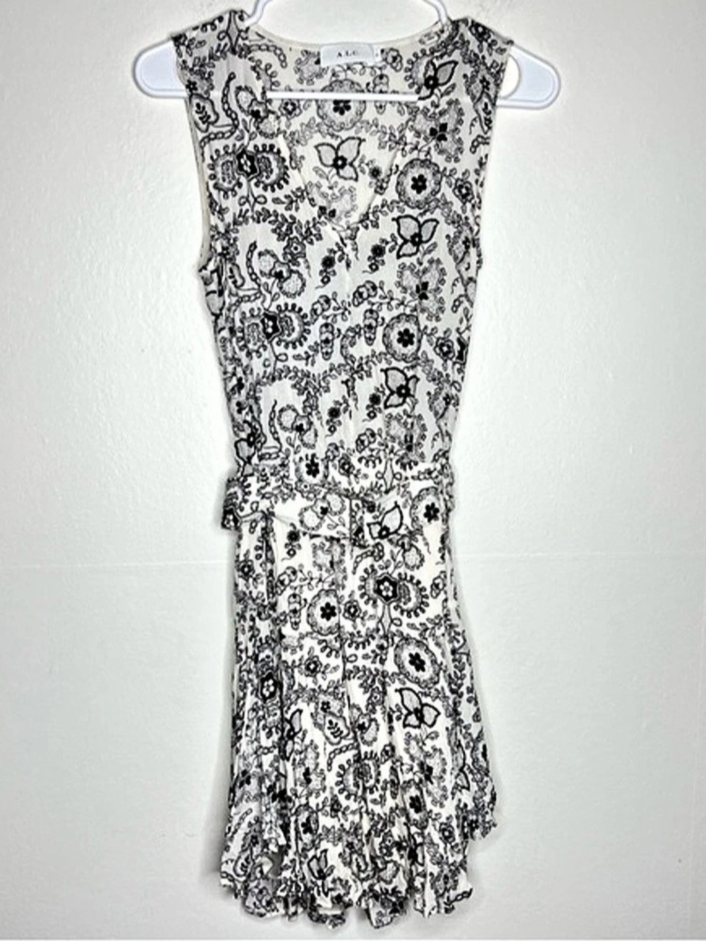 A.L.C. Paisley Mini Dress in White & Black Size XS NWT